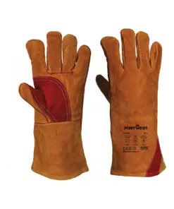 Portwest A530 Welders 330 Split Leather Reinforced Palm Gauntlet in Brown