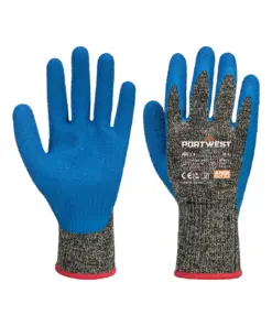 Portwest A611 Cut D10 Latex Aramid Glove in Black/Blue