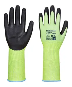 Portwest A632 Cut D13 Nitrile Green Long Cuff Glove in Green/Black