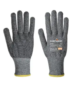 Portwest A640 Cut D13 PVC Dot Glove in Grey