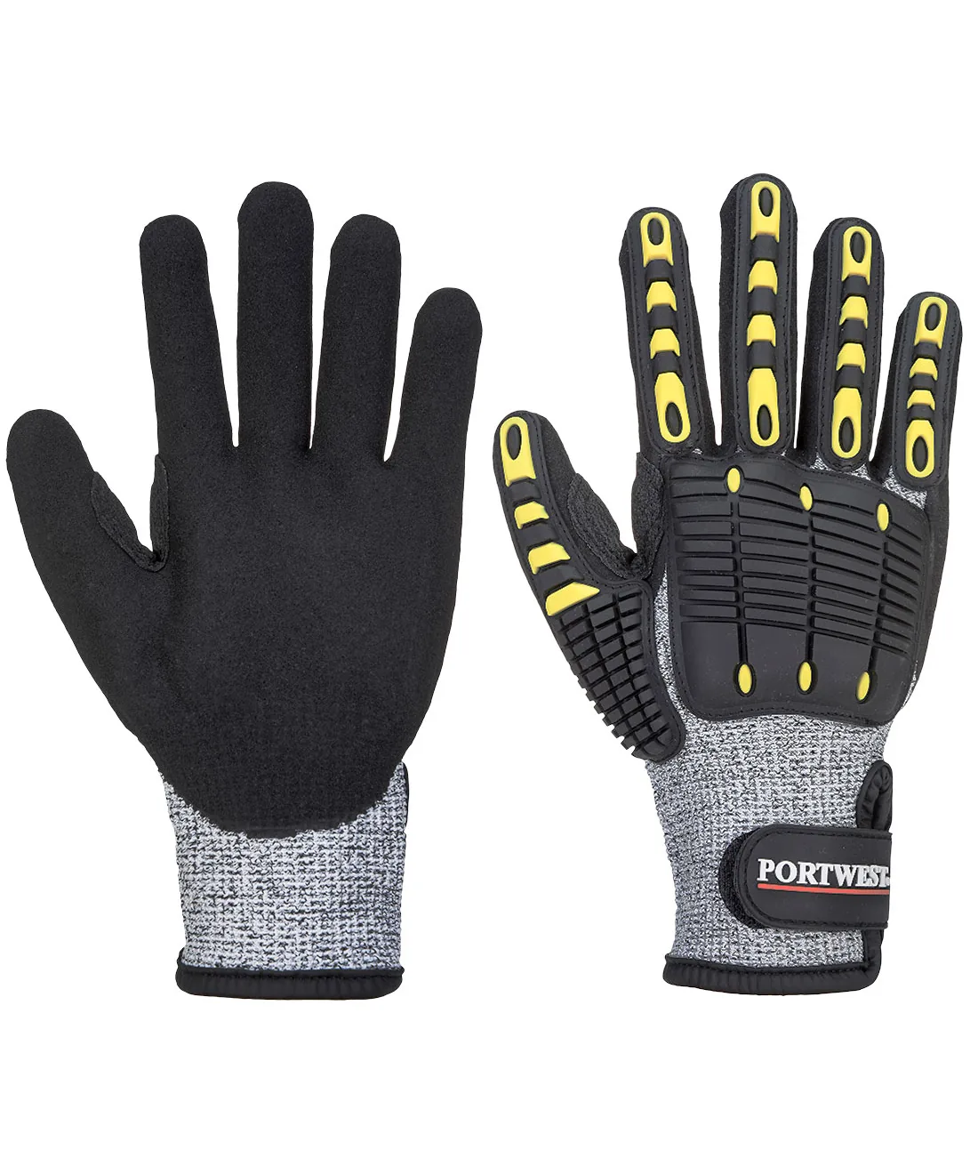 Portwest A722 Impact C13 Nitrile Sandy Reinforced Palm Glove in Grey/Black