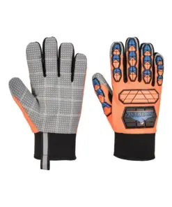 Portwest A726 Impact B205 Waterproof Dotted Palm Glove in Orange/Blue