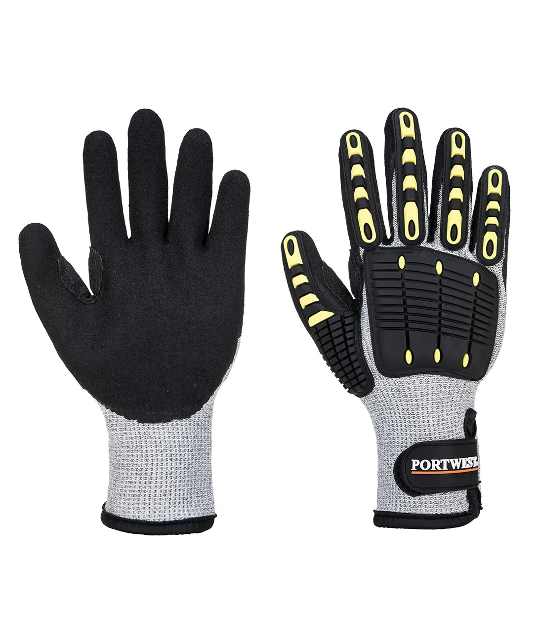 Portwest A729 Impact C13 Nitrile Foam Reinforced Palm Thermal Glove in Grey/Black