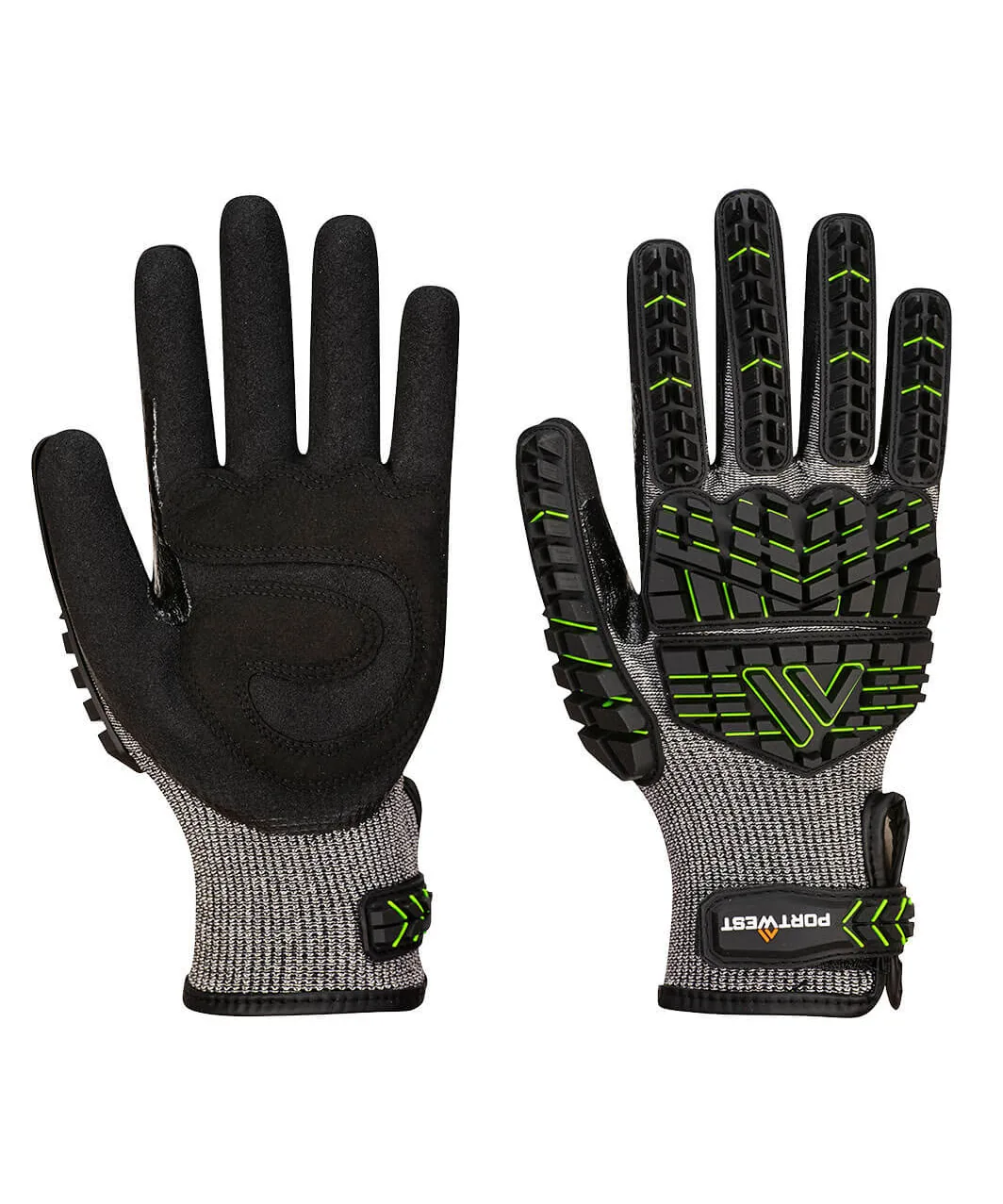 Portwest A755 Impact F15 Nitrile Foam Reinforced G Palm Glove in Black/Green