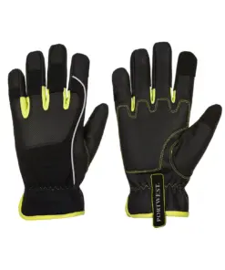 Portwest A771 PW3 Mechanic 540 PU Reinforced Palm Glove in Black/Yellow