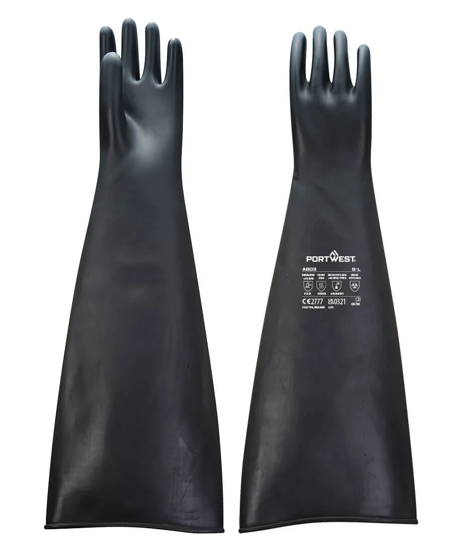 Portwest A803 Chem 600 Latex Heavyweight Gauntlet in Black