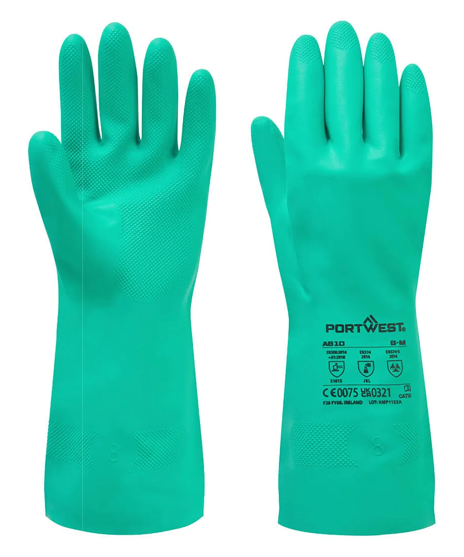 Portwest A810 Chem 320 Nitrile Gauntlet 12-Pack in Green