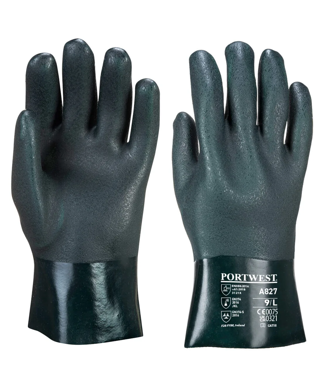 Portwest A827 Chem 270 PVC Double Dipped Gauntlet in Green