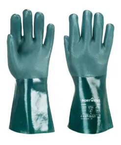 Portwest A835 Chem 350 PVC Double Dipped Gauntlet in Green