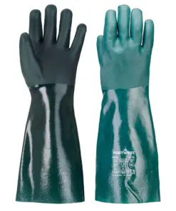 Portwest A845 Chem 450 PVC Double Dipped Gauntlet in Green