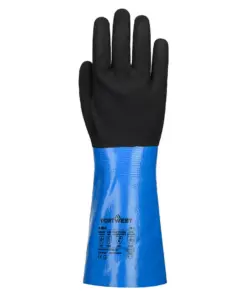 Portwest A850 Chem Cut D 350 Nitrile Sandy Gauntlet in Blue/Black