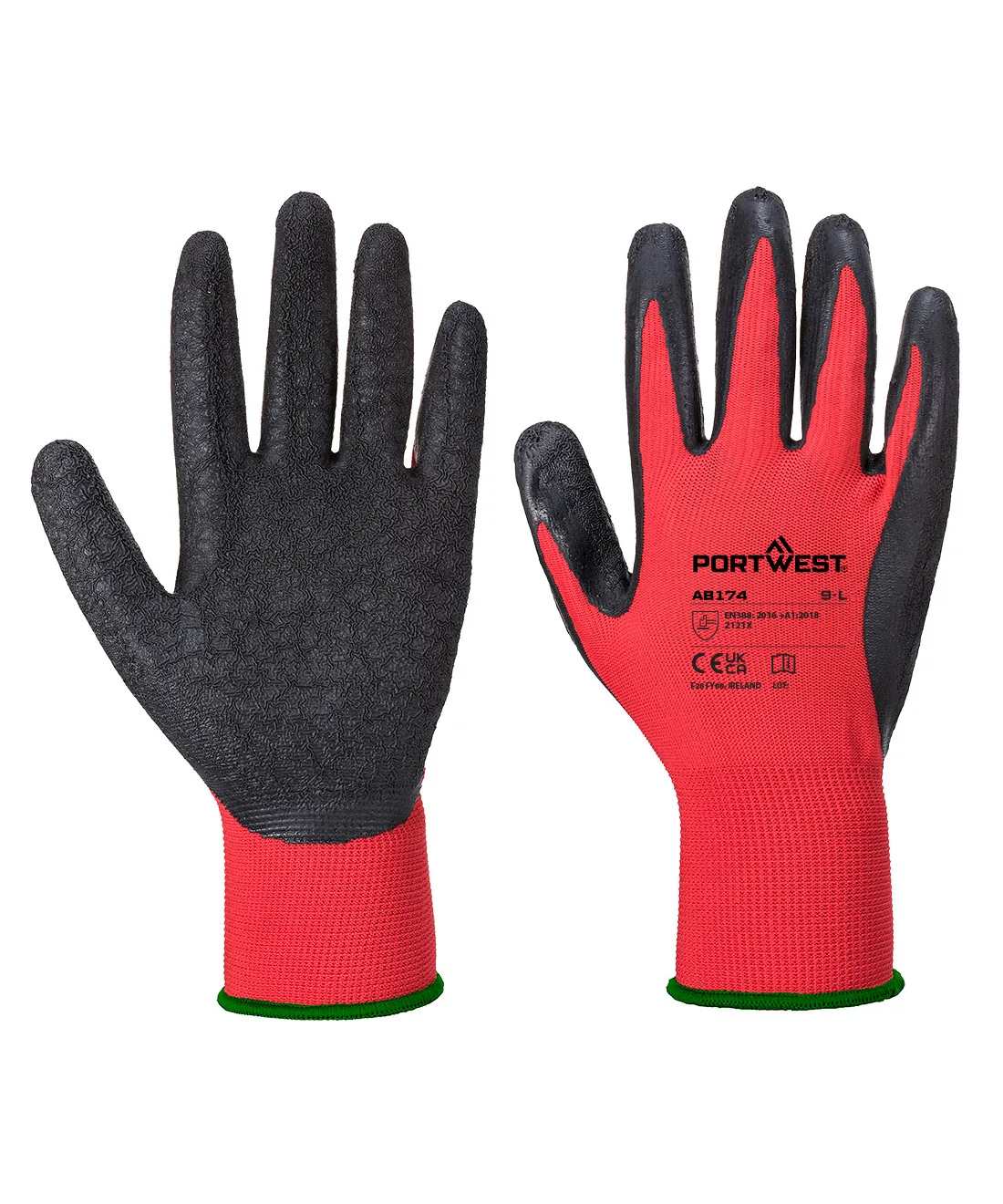 Portwest AB174 Grip 13 Latex Crinkle Essential Multipack (Pk12) in Red/Black