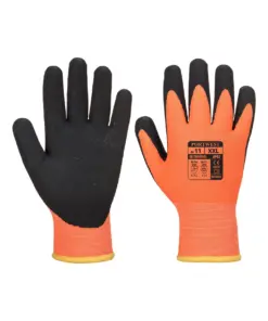 Portwest AP02 Cold 10 Nitrile Sandy Liquid Repellent Glove in Orange/Black