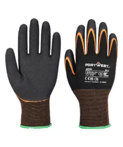 Portwest AP35 Grip 15 Nitrile Double Palm Glove in Black/Orange