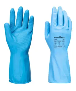 Portwest AP76 FD Chemical B Latex Light Gauntlet (Pk12) in Blue