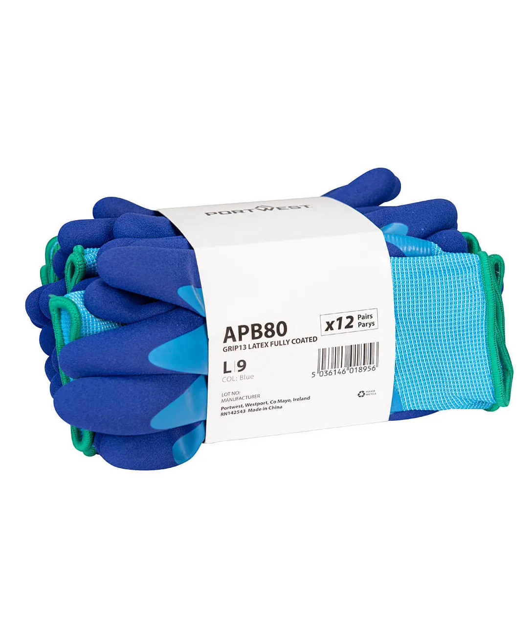 Portwest APB80 Grip 13 Latex Foam Essential Multipack (Pk12) in Blue