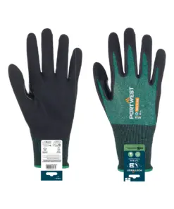 Portwest APR15 SG Cut B18 Nitrile Glove (Retail) in Green/Black