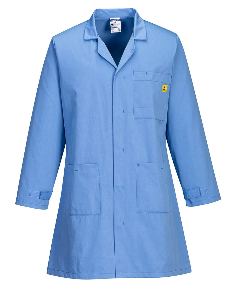 Portwest AS10 Anti-Static ESD Coat in Hamilton Blue