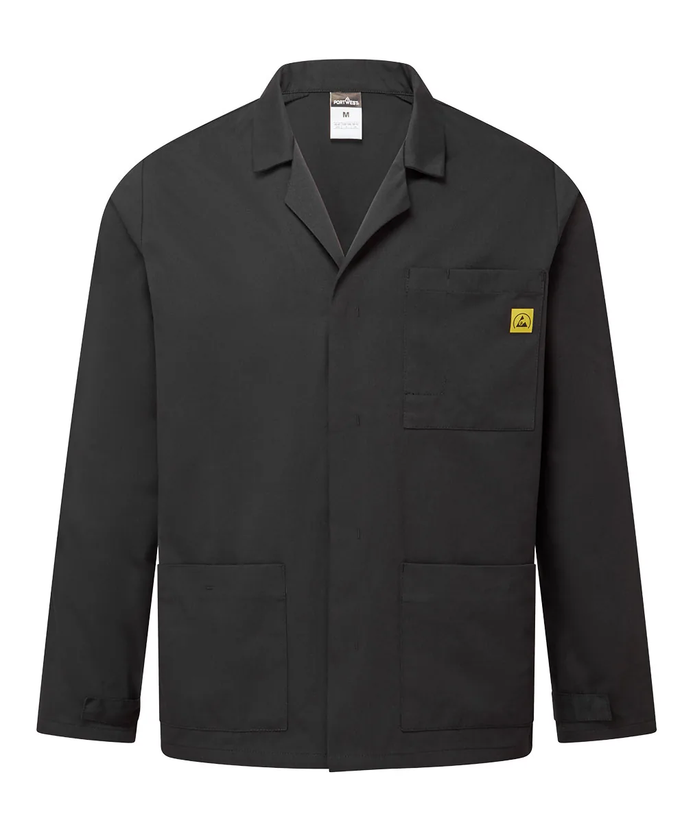 Portwest AS18 Anti-Static ESD Lab Jacket in Black