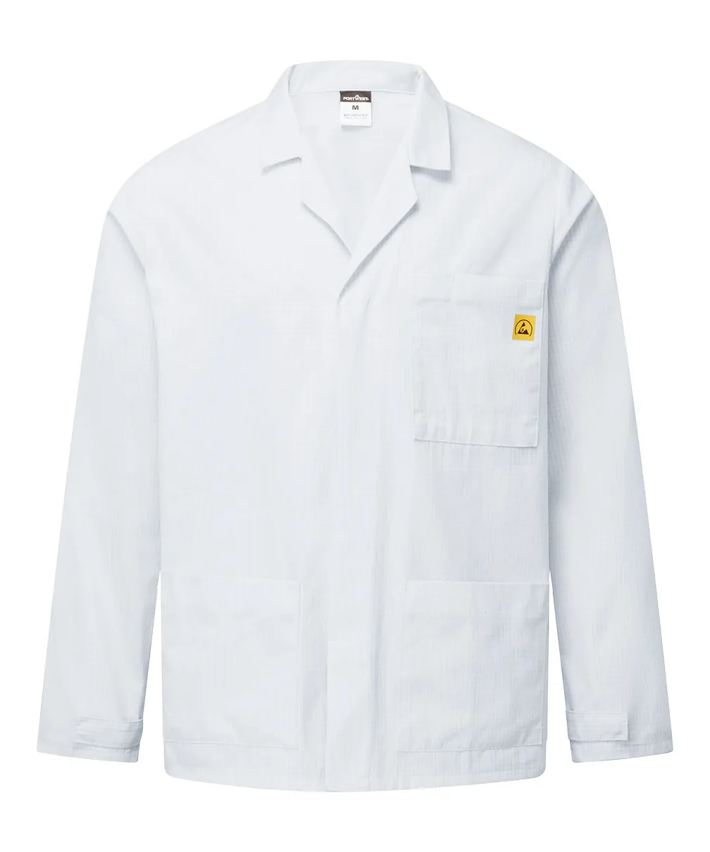 Portwest AS18 Anti-Static ESD Lab Jacket in White