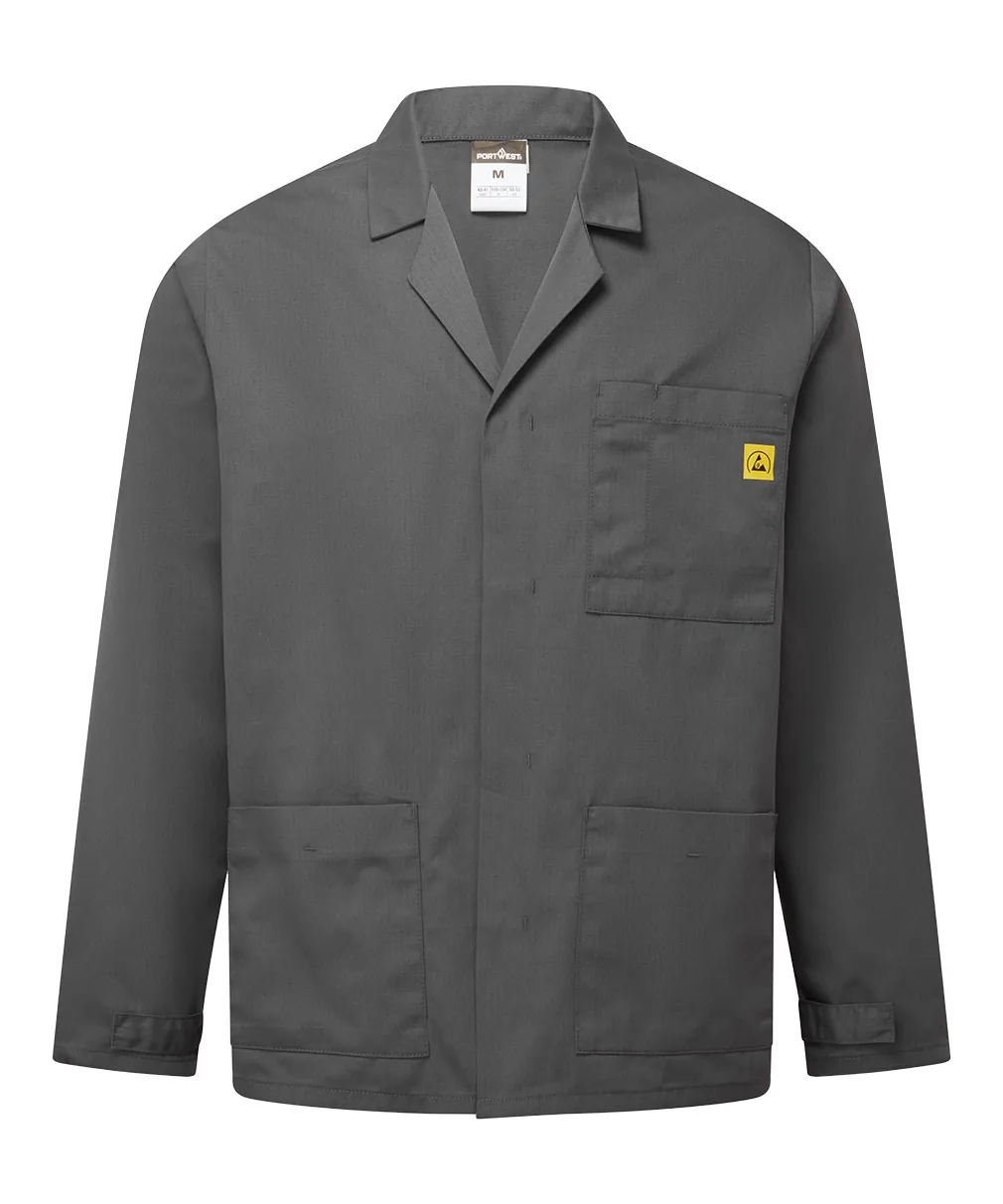 Portwest AS18 Anti-Static ESD Lab Jacket in Zoom Grey
