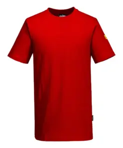 Portwest AS20 Anti-Static ESD T-Shirt Short Sleeve in Deep Red