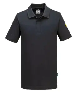 Portwest AS21 Anti-Static ESD Polo Shirt Short Sleeve in Black