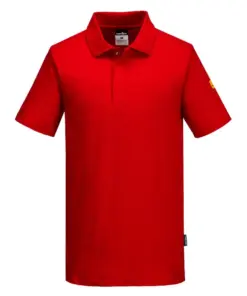 Portwest AS21 Anti-Static ESD Polo Shirt Short Sleeve in Deep Red