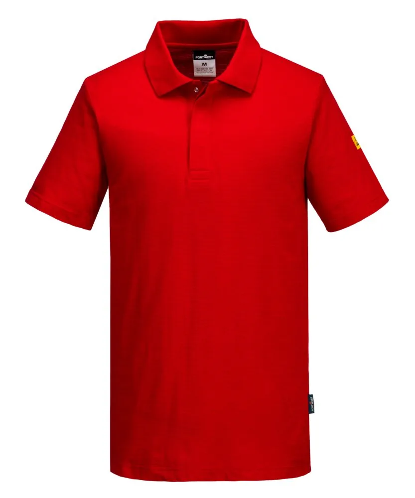 Portwest AS21 Anti-Static ESD Polo Shirt Short Sleeve in Deep Red
