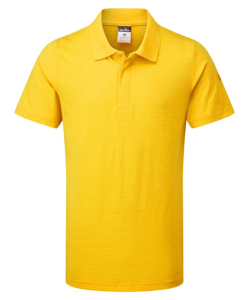 Portwest AS21 Anti-Static ESD Polo Shirt Short Sleeve in Deep Yellow