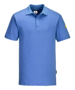 Portwest AS21 Anti-Static ESD Polo Shirt Short Sleeve in Hamilton Blue