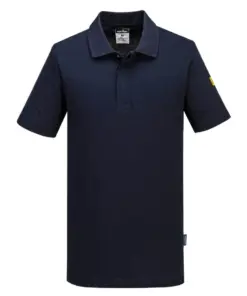 Portwest AS21 Anti-Static ESD Polo Shirt Short Sleeve in Navy