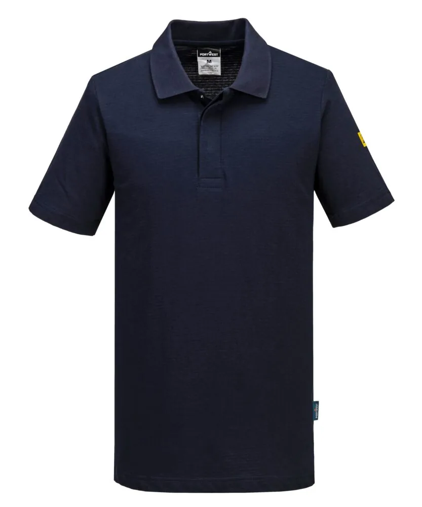 Portwest AS21 Anti-Static ESD Polo Shirt Short Sleeve in Navy
