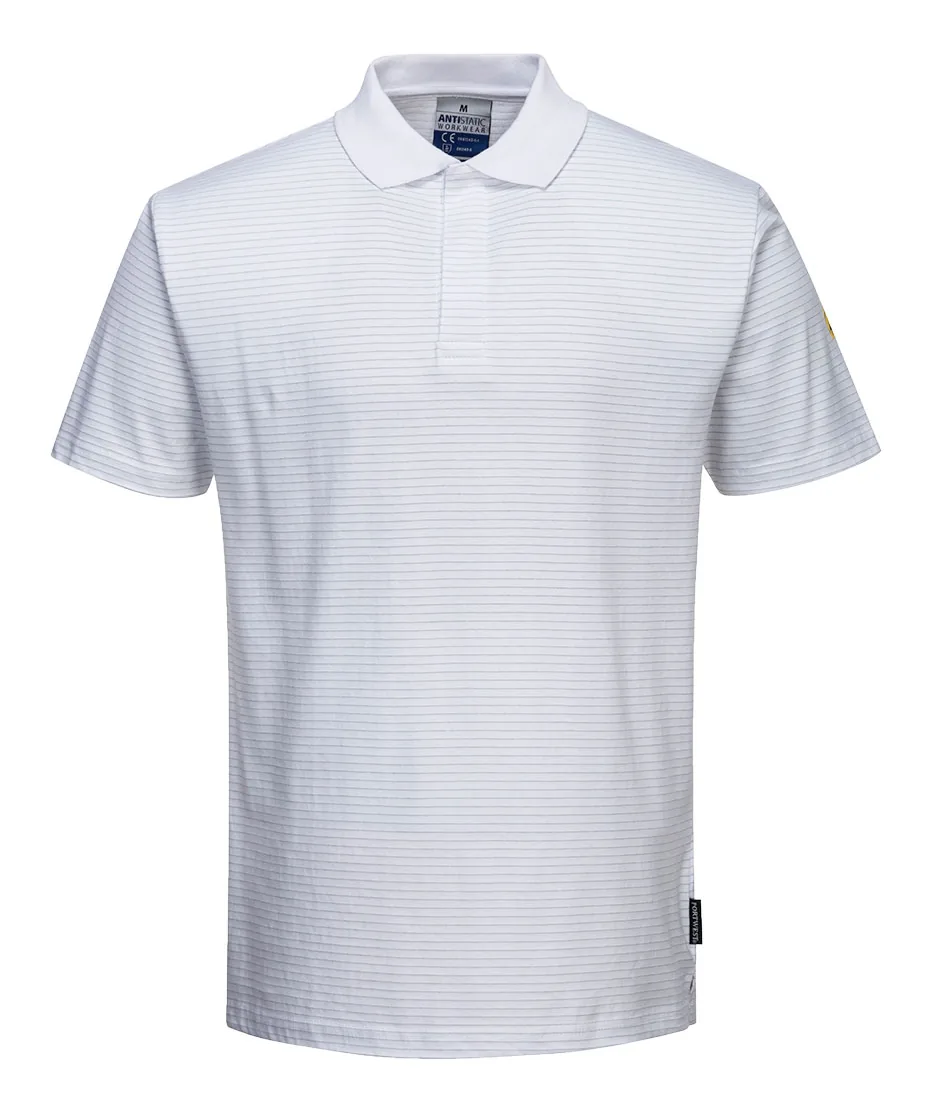 Portwest AS21 Anti-Static ESD Polo Shirt Short Sleeve in White