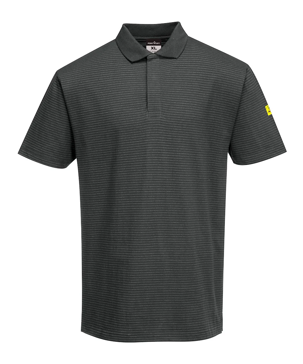 Portwest AS21 Anti-Static ESD Polo Shirt Short Sleeve in Zoom Grey