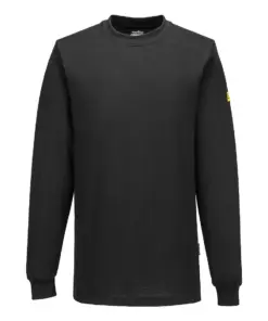 Portwest AS22 Anti-Static ESD T-Shirt Long Sleeve in Black