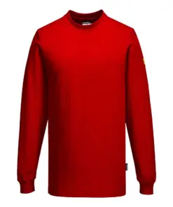 Portwest AS22 Anti-Static ESD T-Shirt Long Sleeve in Deep Red