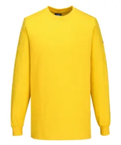 Portwest AS22 Anti-Static ESD T-Shirt Long Sleeve in Deep Yellow