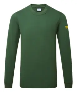 Portwest AS22 Anti-Static ESD T-Shirt Long Sleeve in Forest Green