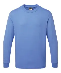 Portwest AS22 Anti-Static ESD T-Shirt Long Sleeve in Hamilton Blue