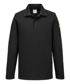 Portwest AS23 Anti-Static ESD Polo Shirt Long Sleeve in Black