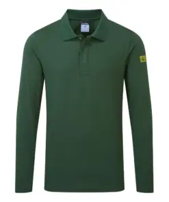 Portwest AS23 Anti-Static ESD Polo Shirt Long Sleeve in Forest Green