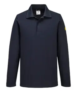 Portwest AS23 Anti-Static ESD Polo Shirt Long Sleeve in Navy