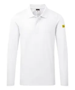 Portwest AS23 Anti-Static ESD Polo Shirt Long Sleeve in White