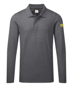 Portwest AS23 Anti-Static ESD Polo Shirt Long Sleeve in Zoom Grey