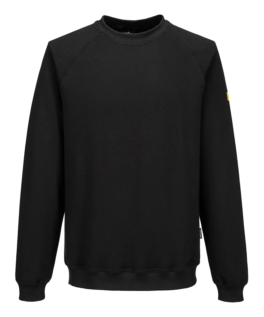 Portwest AS24 Anti-Static ESD Sweatshirt in Black