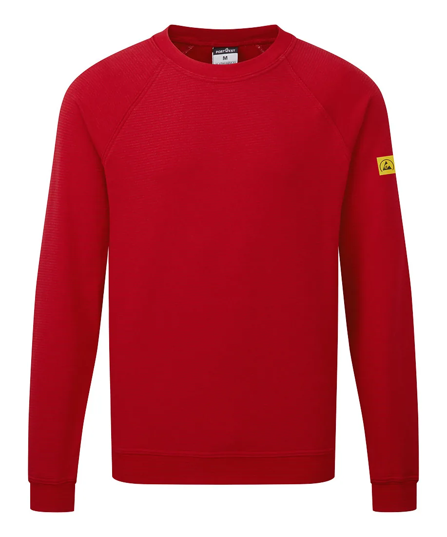 Portwest AS24 Anti-Static ESD Sweatshirt in Deep Red