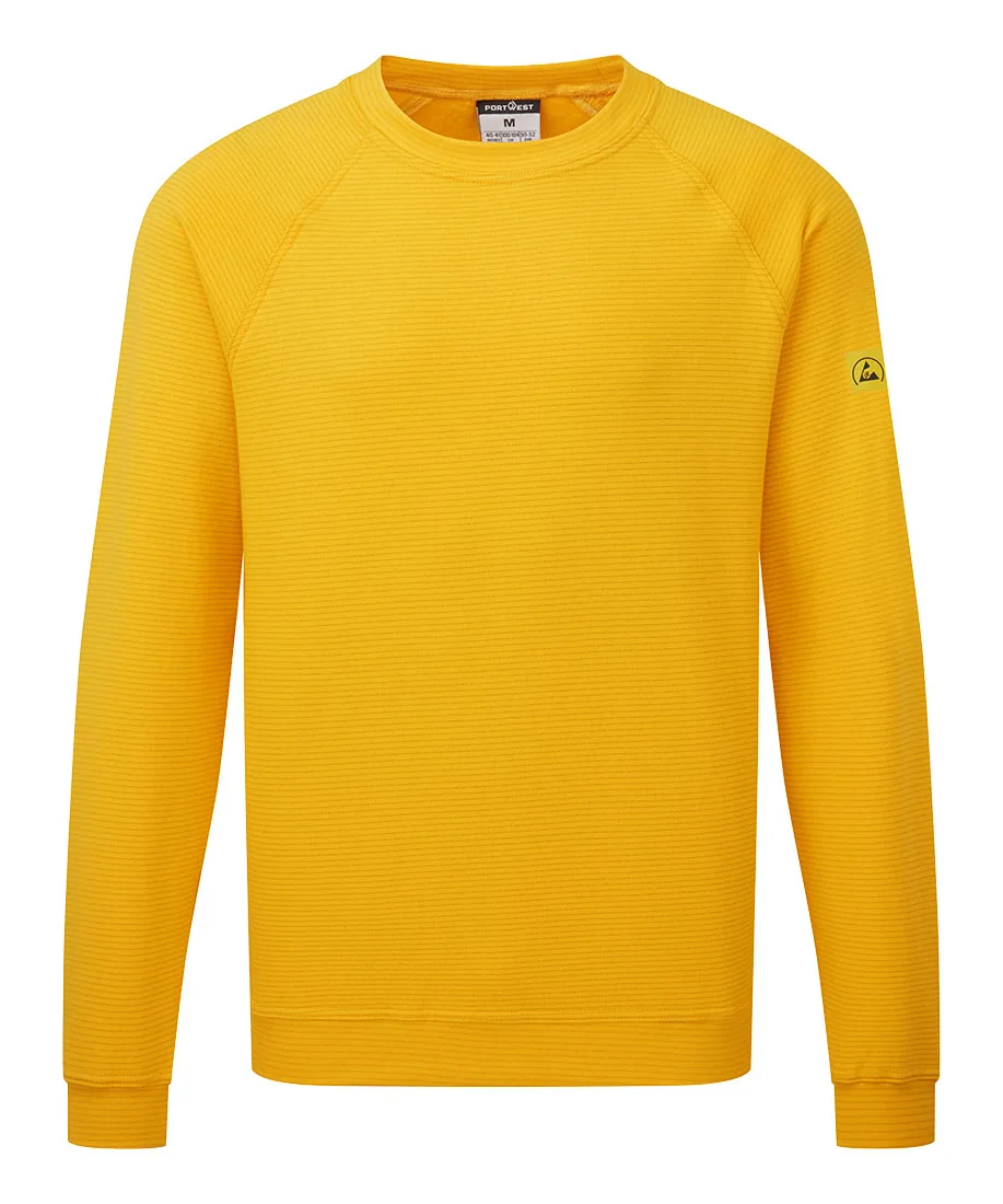 Portwest AS24 Anti-Static ESD Sweatshirt in Deep Yellow