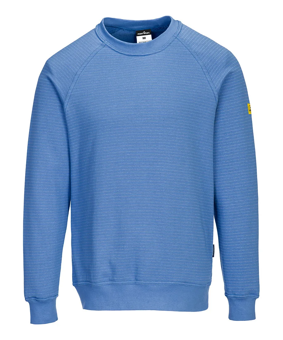 Portwest AS24 Anti-Static ESD Sweatshirt in Hamilton Blue