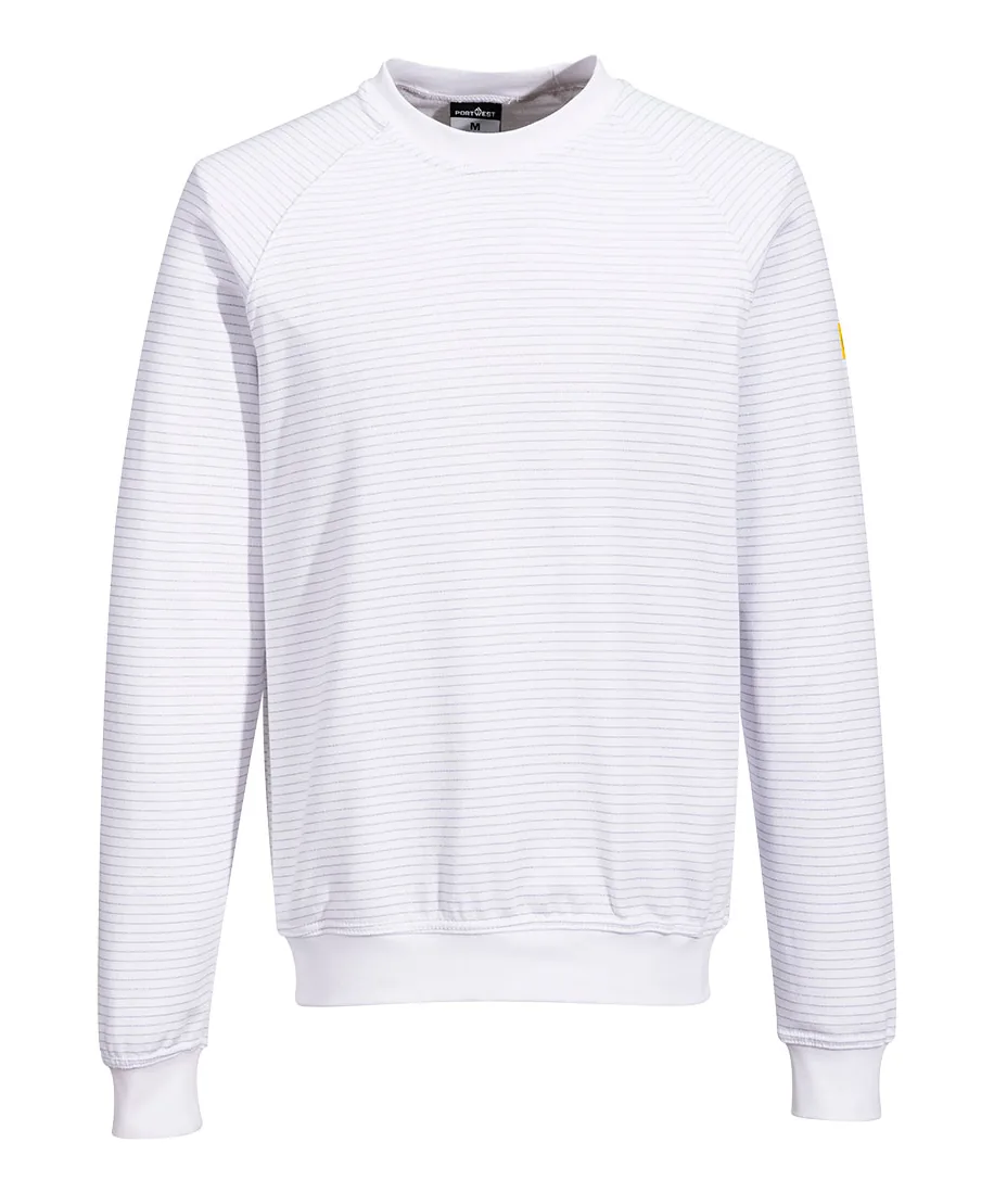 Portwest AS24 Anti-Static ESD Sweatshirt in White